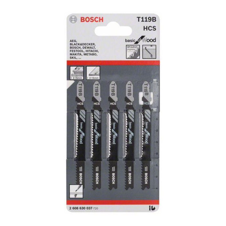 Bosch decoupeerzaagblad T 119 B, Basic for Wood