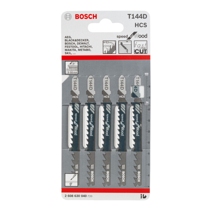 Bosch decoupeerzaagblad T 144 D, Speed for Wood