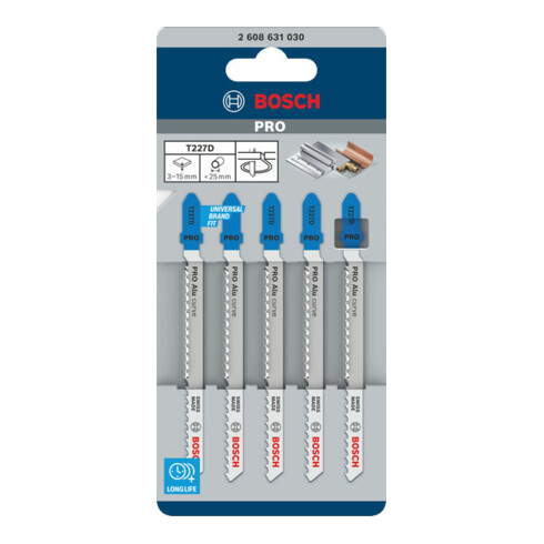 Bosch decoupeerzaagblad T 227 D, Special for Alu