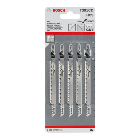 Bosch decoupeerzaagblad T 301 CD, Clean for Wood