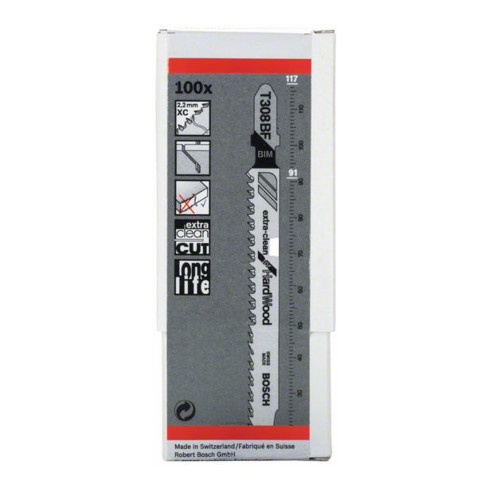 Bosch decoupeerzaagblad T 308 BF, Extraclean for Hard Wood