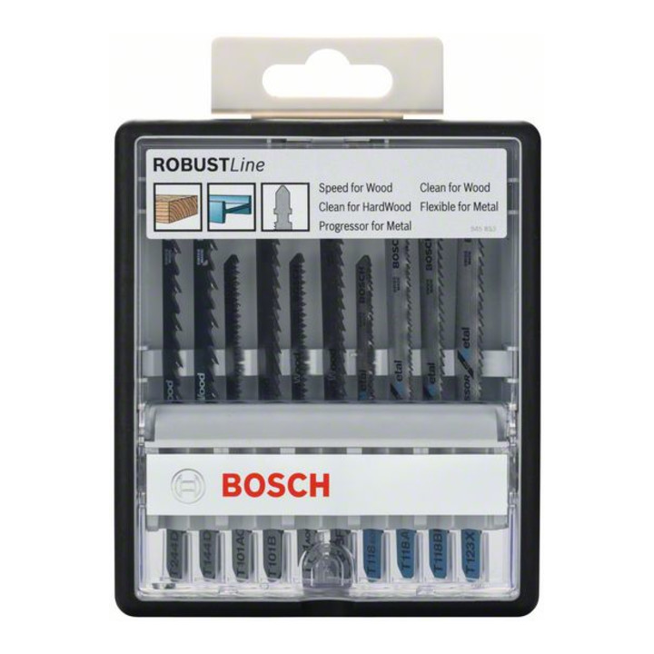 Bosch decoupeerzaagset Robuust LijnWood and Metal T-schacht 10 stuks