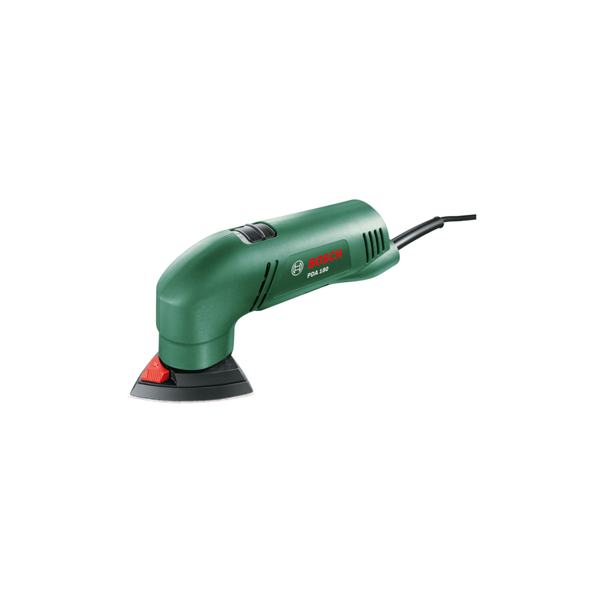 Bosch PDA 180 Deltaschleifer aus Kunststoff und Metall mit Deltaschleifer, Schleifplatte und Koffer für Schleifen, 603339003