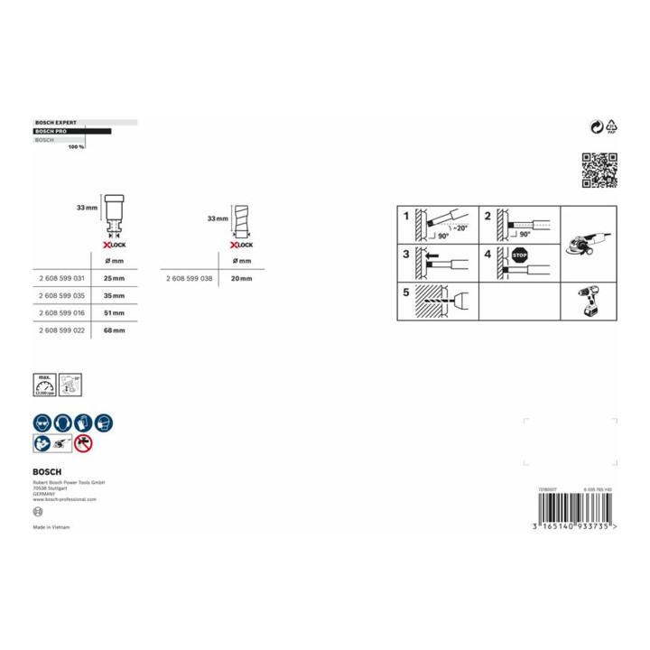 Bosch diamantboren set X-LOCK Best for Ceramic Droog toerental 20 - 68 mm 5-delig