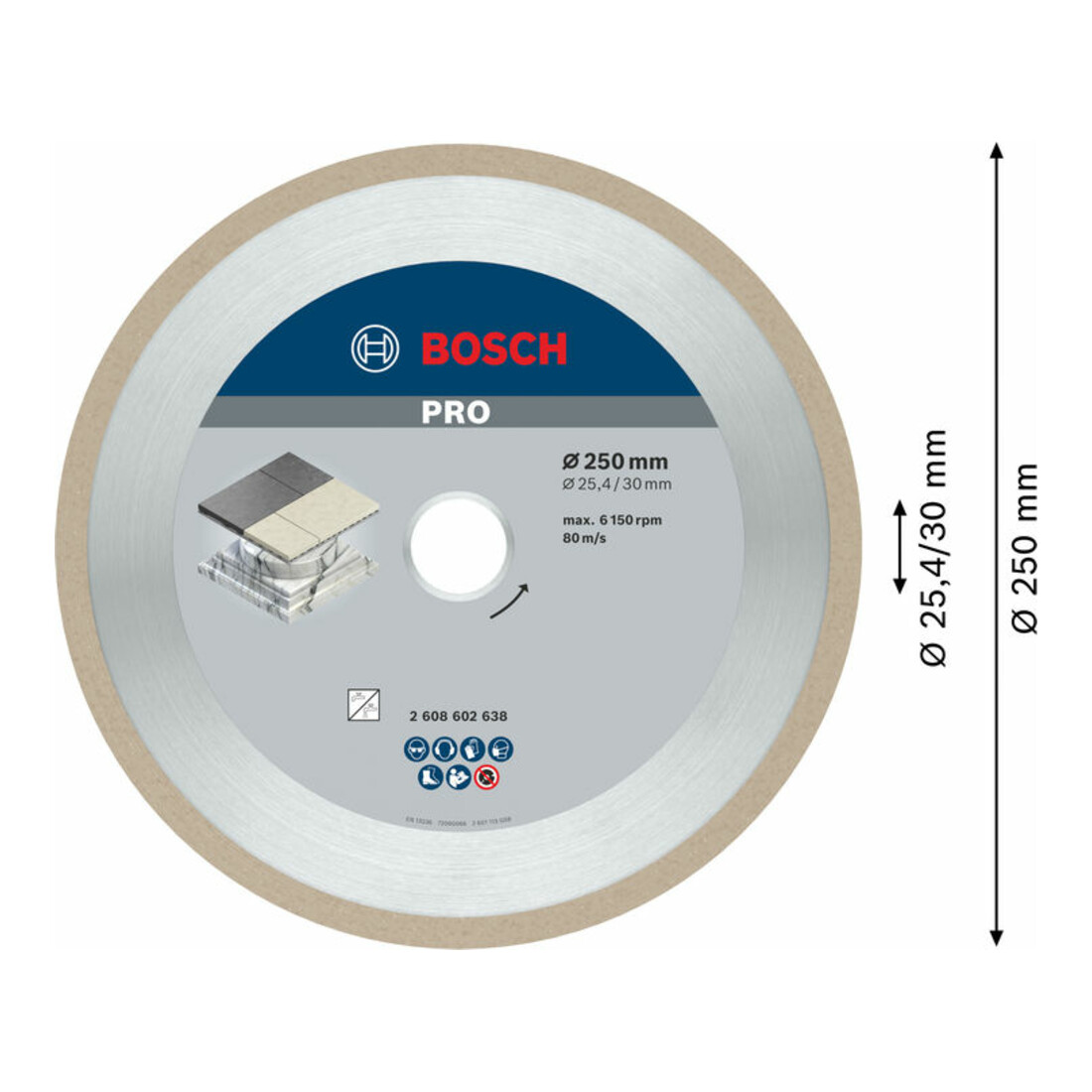 Bosch diamantdoorslijpschijf Best for Ceramic 250 x 30/25,40 x 2,4 x 10 mm