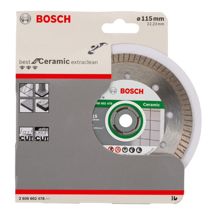 Bosch diamantdoorslijpschijf Best for Ceramic Extra-Clean Turbo 115 x 22,23 x 1,4 x 7 mm