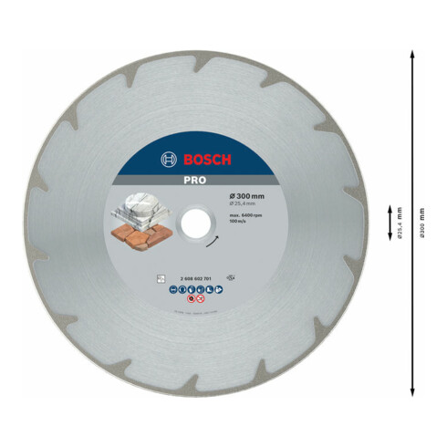 Bosch diamantdoorslijpschijf Best for Marble 300 x 25,40 x 2,6 x 5 mm