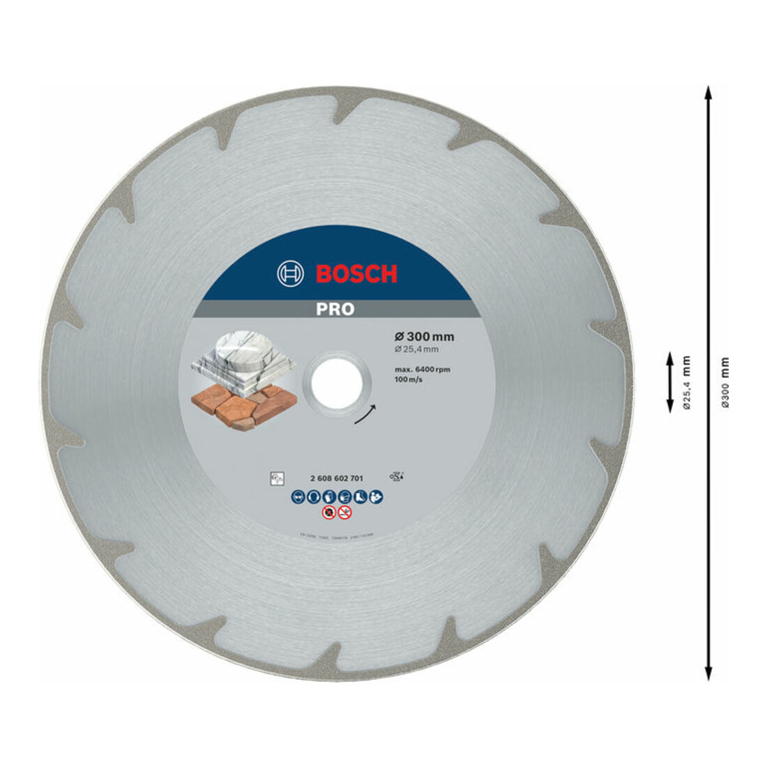 Bosch diamantdoorslijpschijf Best for Marble 300 x 25,40 x 2,6 x 5 mm