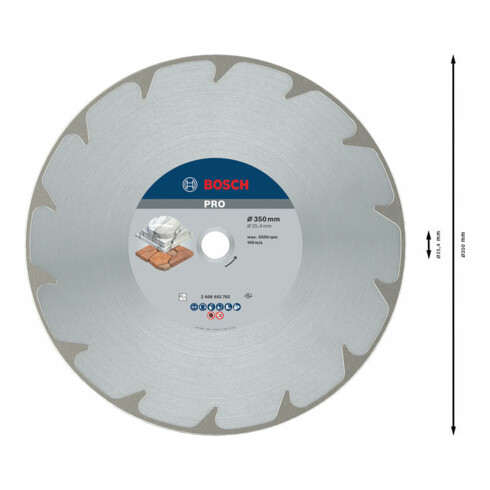 Bosch diamantdoorslijpschijf Best for Marble 350 x 25,40 x 2,6 x 5 mm