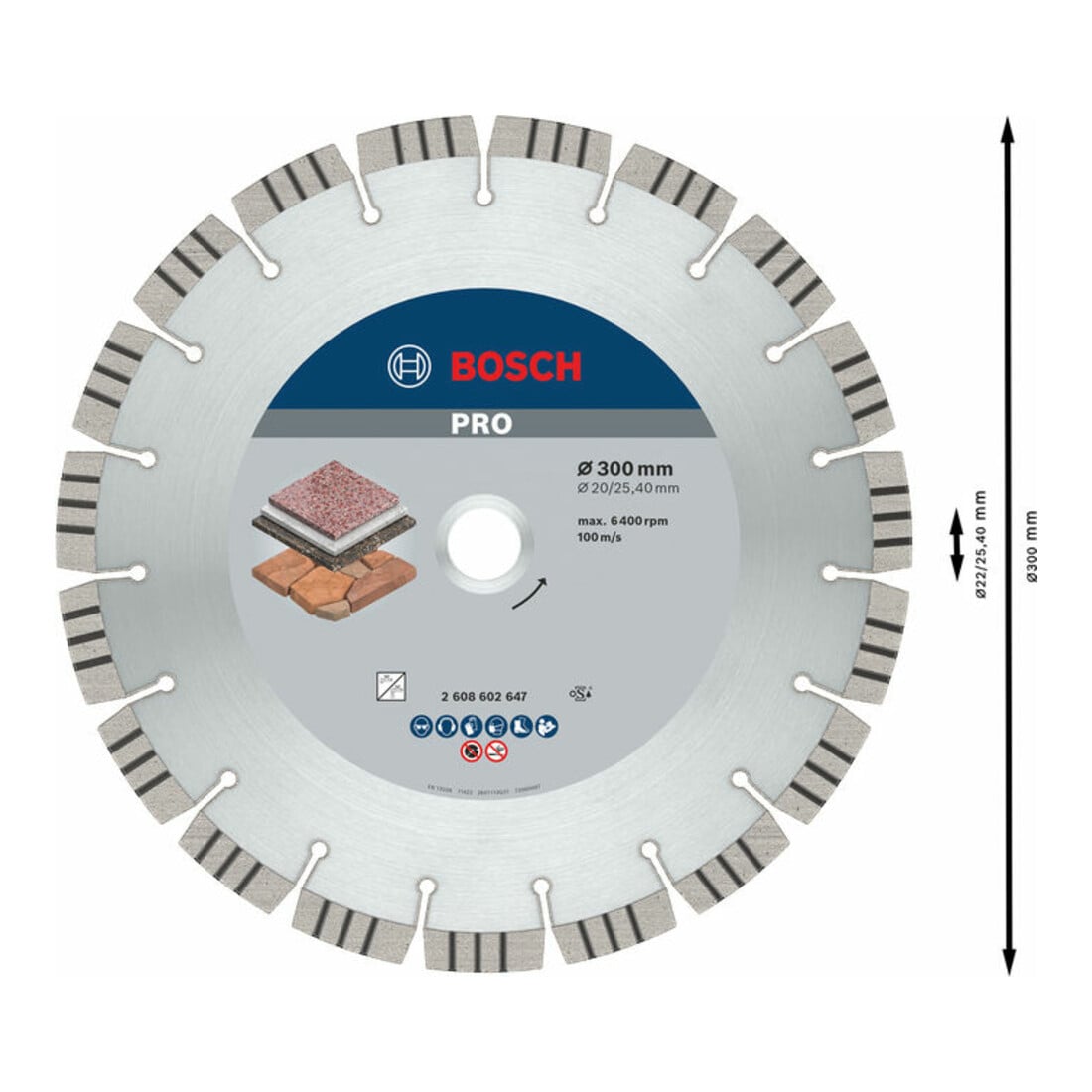 Bosch diamantdoorslijpschijf Best voor steen 300 x 20,00/25,40 x 2,8 x 15 mm
