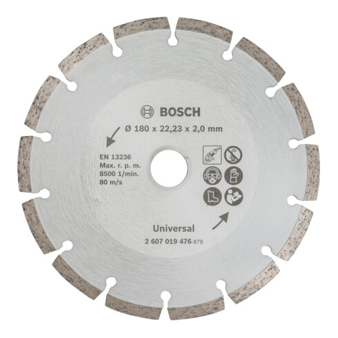 Bosch diamantdoorslijpschijf voor bouwmateriaal, diameter: 180 mm