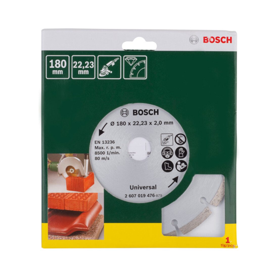 Bosch diamantdoorslijpschijf voor bouwmateriaal, diameter: 180 mm