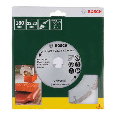 Bosch diamantdoorslijpschijf voor bouwmateriaal, diameter: 180 mm
