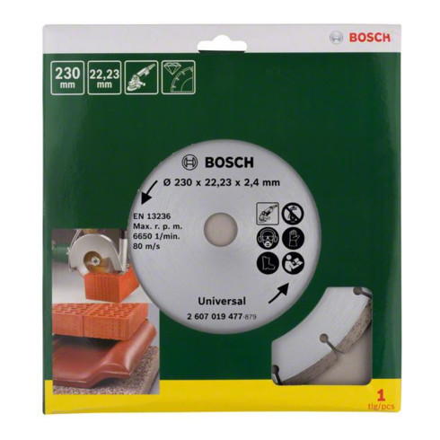 Bosch diamantdoorslijpschijf voor bouwmateriaal, diameter: 230 mm