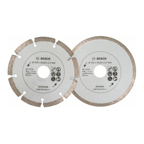 Bosch diamantdoorslijpschijf voor tegels en bouwmaterialen, diameter: 125 mm