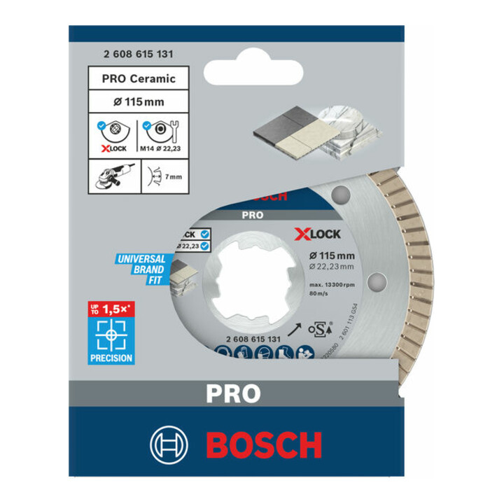 Bosch diamantdoorslijpschijf X-LOCK Best for Ceramic Extra Clean Turbo 115 x 1,4 x 7 mm