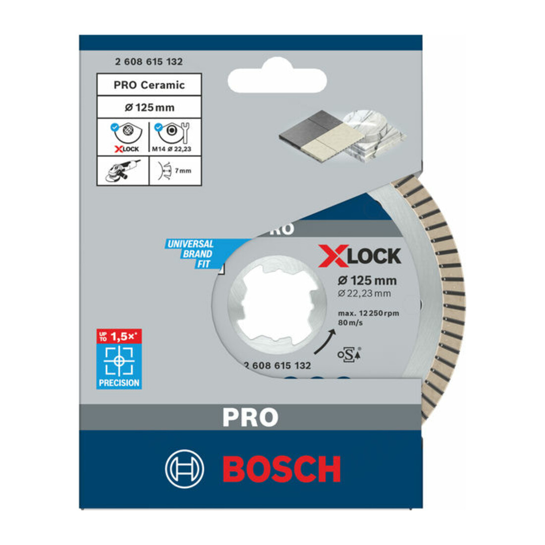 Bosch diamantdoorslijpschijf X-LOCK Best for Ceramic Extra Clean Turbo 125 x 1,4 x 7 mm