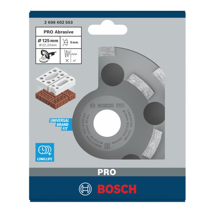Bosch Diamanttopfscheibe Expert for Abrasive 50 g/mm 125 x 22,23 x 4,5 mm