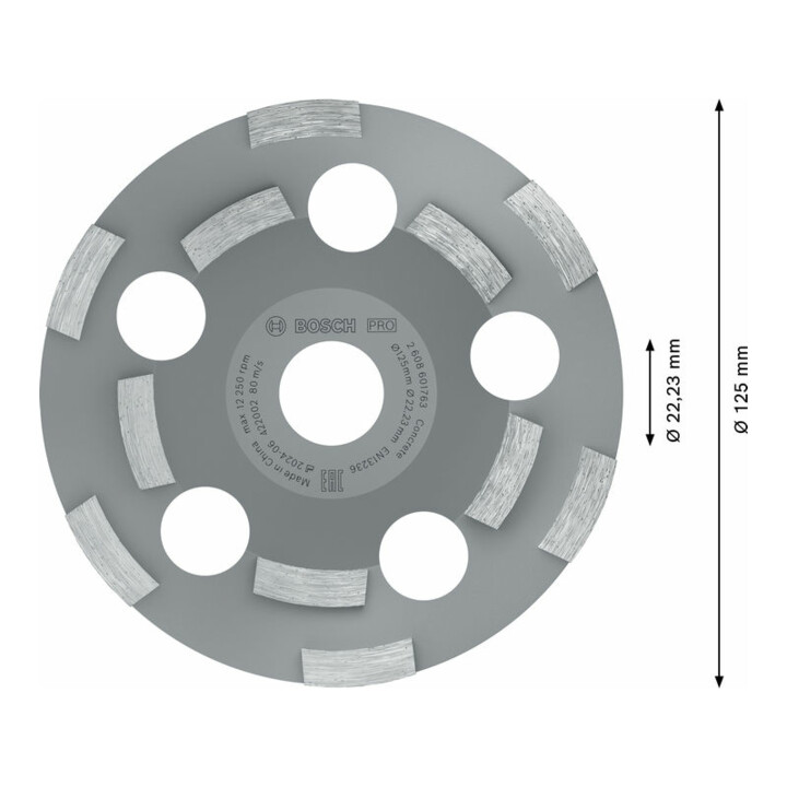 Bosch Diamanttopfscheibe Expert for Abrasive 50 g/mm 125 x 22,23 x 4,5 mm