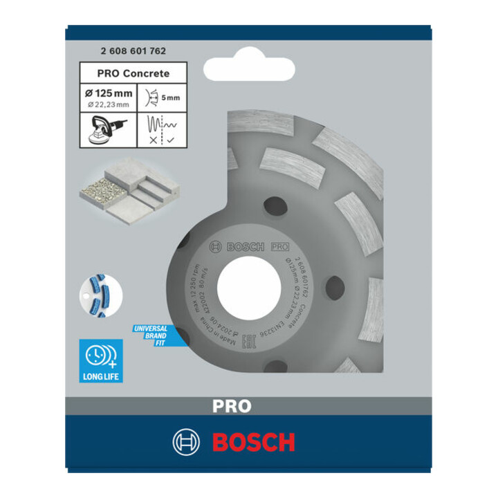 Bosch Diamanttopfscheibe Expert for Concrete Hohe Lebensdauer 125 x 22,23 x 5 mm