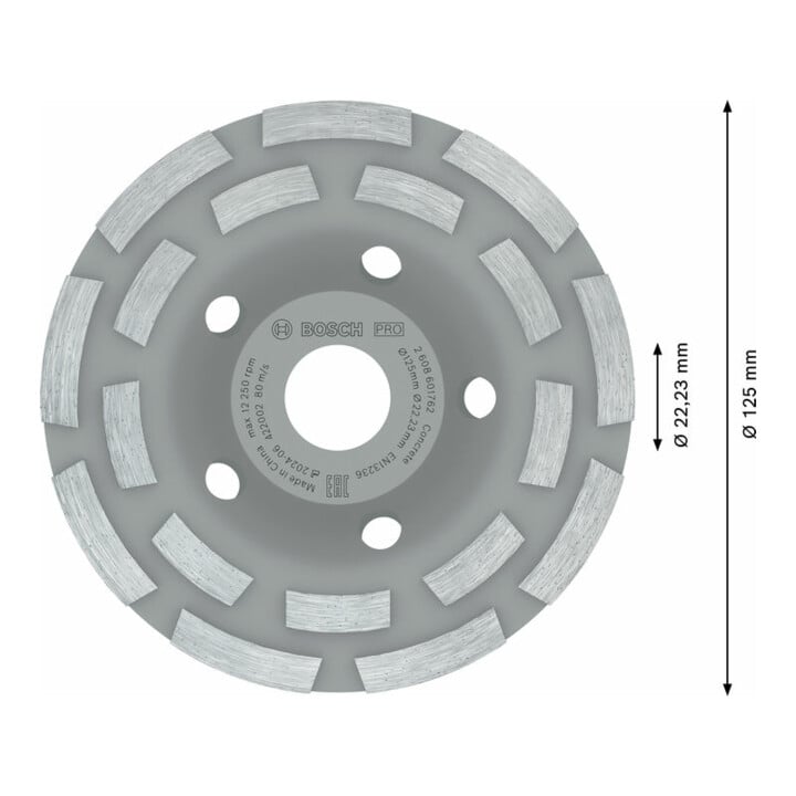 Bosch Diamanttopfscheibe Expert for Concrete Hohe Lebensdauer 125 x 22,23 x 5 mm
