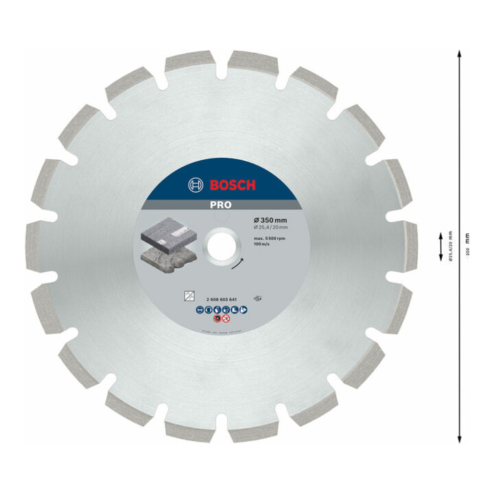 Bosch Diamanttrennscheibe Best for Asphalt 350 x 20,00 + 25,40 x 3,2 x 12 mm