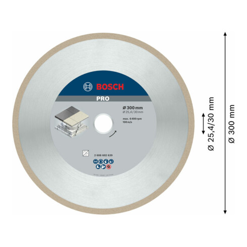 Bosch Diamanttrennscheibe Best for Ceramic 300 x 30/25,40 x 2,8 x 10 mm