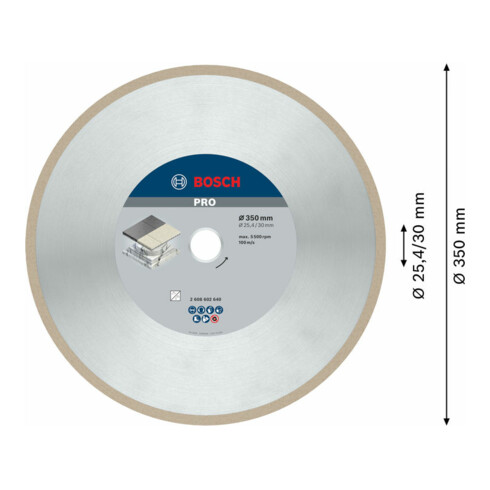 Bosch Diamanttrennscheibe Best for Ceramic 350 x 30/25,40 x 3 x 10 mm