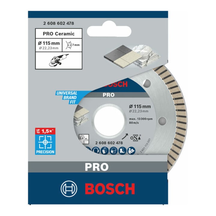 Bosch Diamanttrennscheibe Best for Ceramic Extra-Clean Turbo 115 x 22,23 x 1,4 x 7 mm