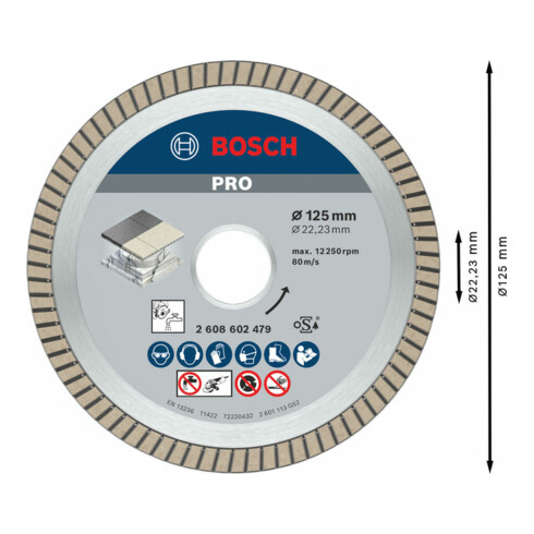 Bosch Diamanttrennscheibe Best for Ceramic Extra-Clean Turbo 125 x 22,23 x 1,4 x 7 mm