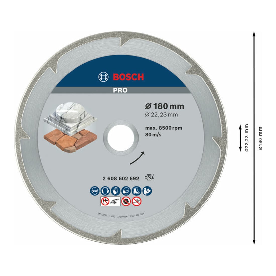 Bosch Diamanttrennscheibe Best for Marble 180 x 22,23 x 2,2 x 3 mm