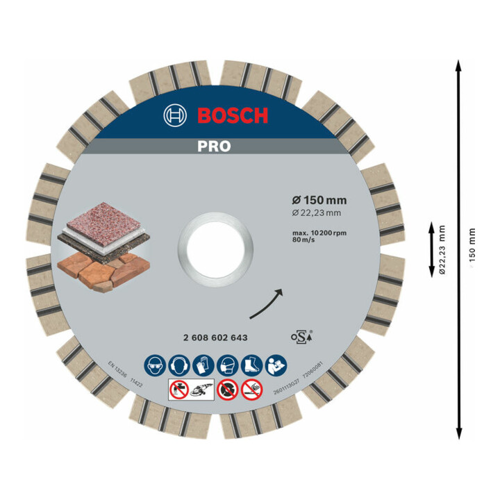 Bosch Diamanttrennscheibe Best for Stone 150 x 22,23 x 2,4 x 12 mm