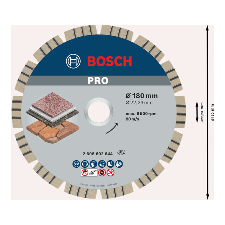 Bosch Diamanttrennscheibe Best for Stone 180 x 22,23 x 2,4 x 12 mm