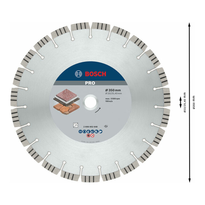 Bosch Diamanttrennscheibe Best for Stone 350 x 20,00/25,40 x 3,2 x 15 mm