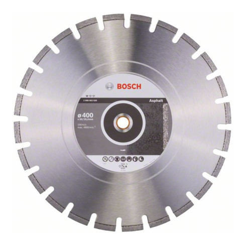 Bosch Diamanttrennscheibe Standard for Asphalt 400 x 20,00/25,40 x 3,6 x 8 mm