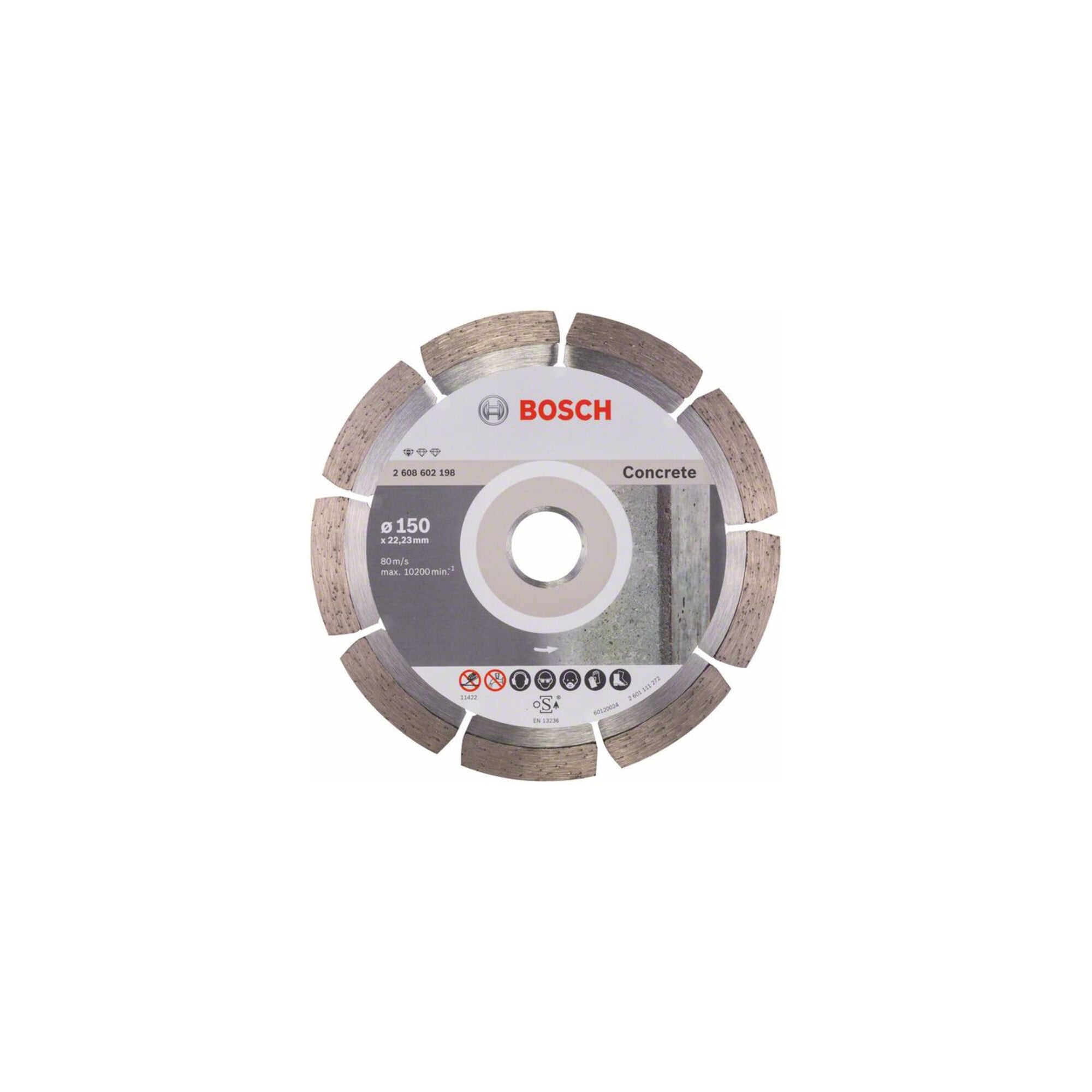 Bosch Diamanttrennscheibe Standard for Concrete, 150 x 22,23 x 2 x 10 mm