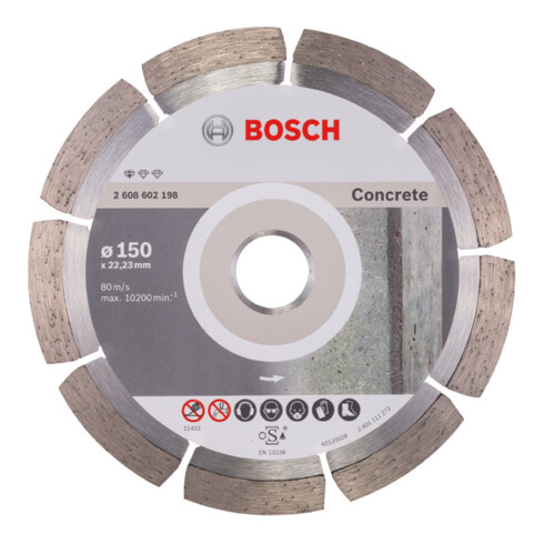 Bosch Diamanttrennscheibe Standard for Concrete, 150 x 22,23 x 2 x 10 mm