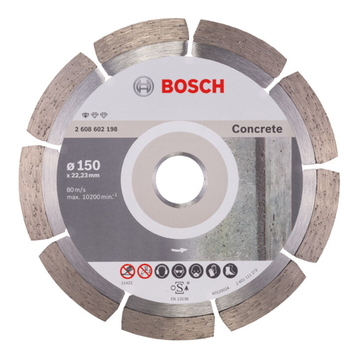 Bosch Diamanttrennscheibe Standard for Concrete, 150 x 22,23 x 2 x 10 mm