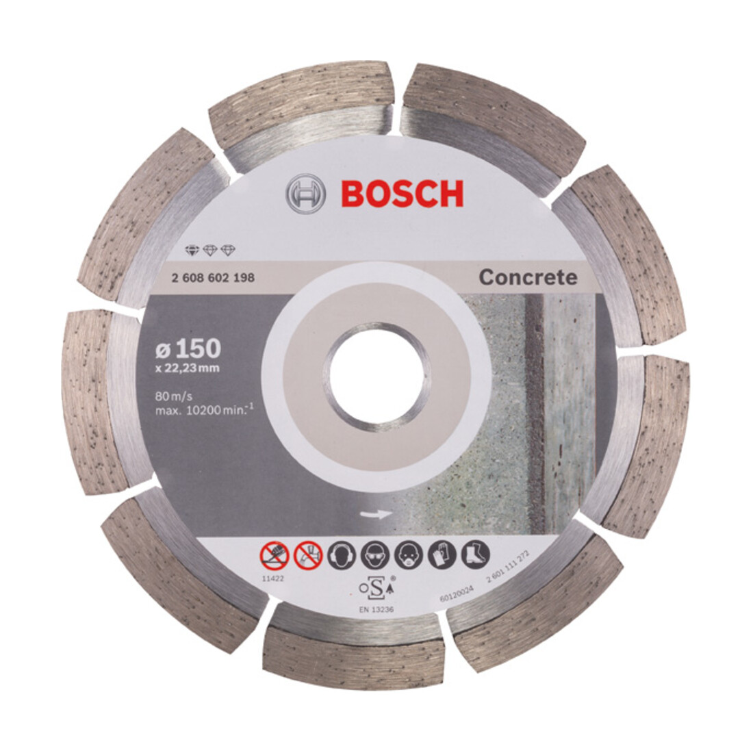 Bosch Diamanttrennscheibe Standard for Concrete, 150 x 22,23 x 2 x 10 mm