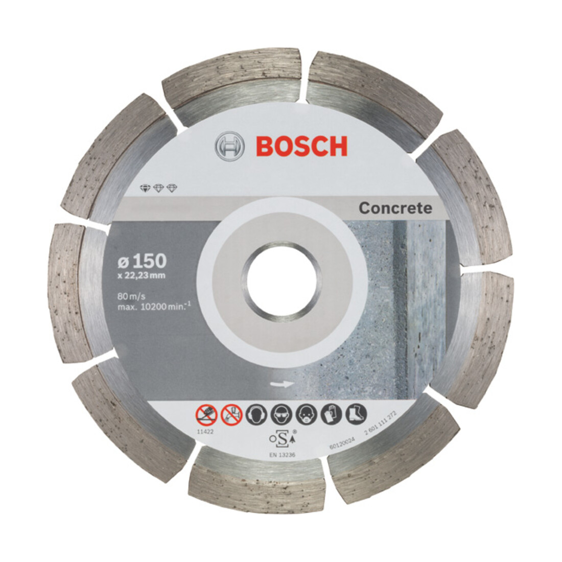 Bosch Diamanttrennscheibe Standard for Concrete, 150 x 22,23 x 2 x 10 mm