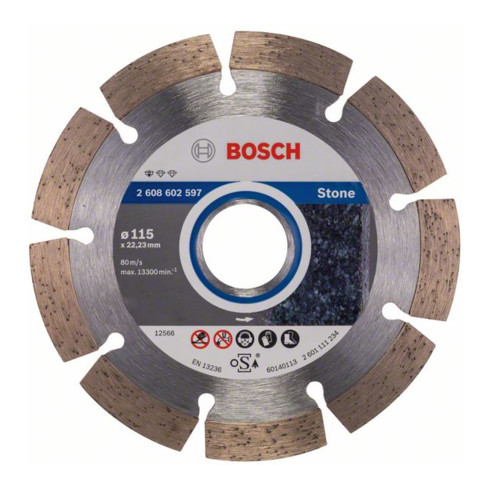 115 x 22,23 x 1,6 x 10 mm 1er-Pack Bosch Diamanttrennscheibe Standard for Stone 