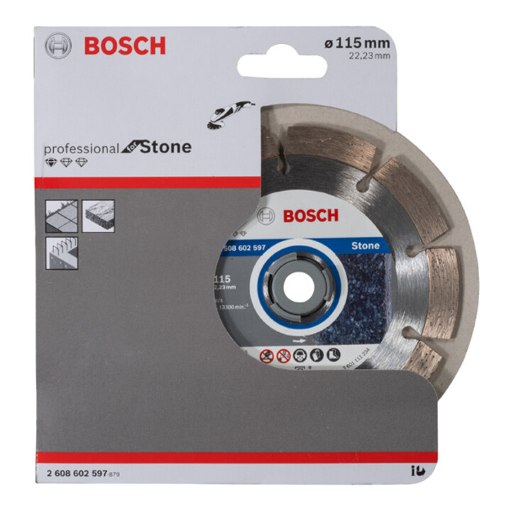 Bosch Diamanttrennscheibe Standard for Stone, 115 x 22,23 x 1,6 x 10 mm