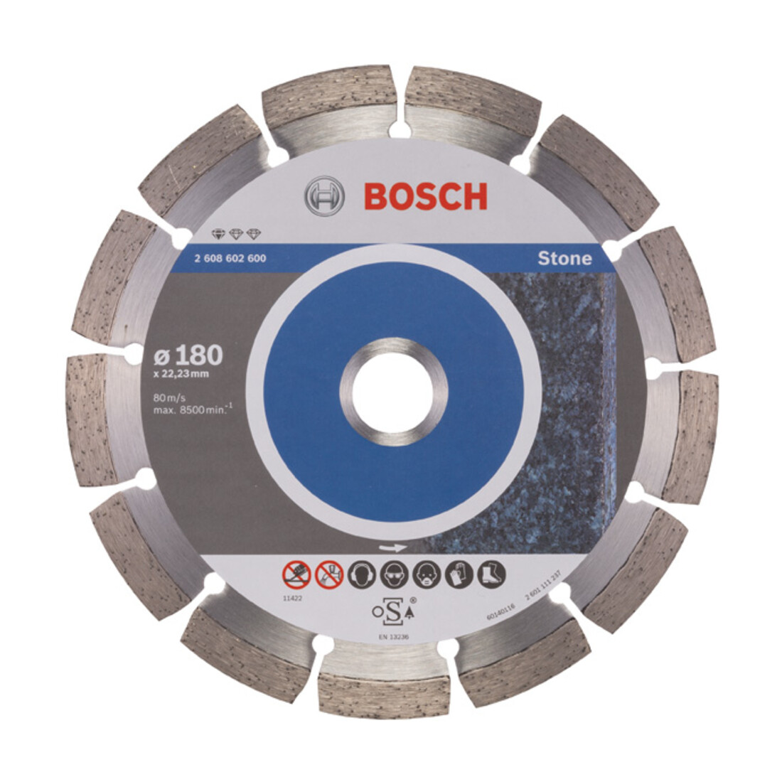 Bosch Diamanttrennscheibe Standard for Stone, 180 x 22,23 x 2 x 10 mm