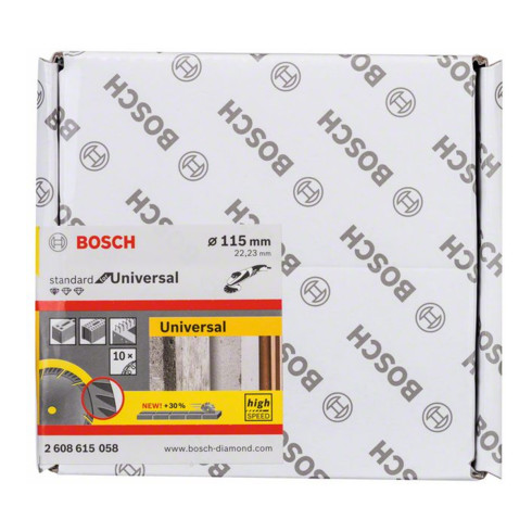 Bosch Diamanttrennscheibe Standard for Universal, 115 x 22,23 x 2 x 10 mm