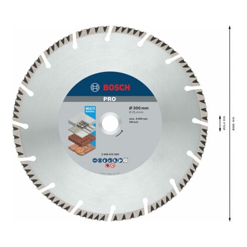 Bosch Diamanttrennscheibe Standard for Universal 300 x 25,4 x 3,3 x 10 mm