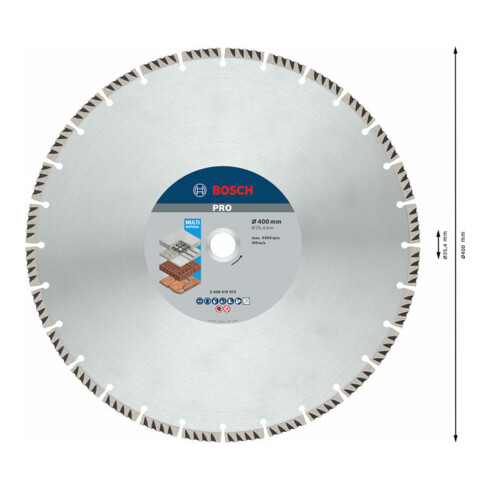 Bosch Diamanttrennscheibe Standard for Universal 400 x 25,4 x 3,2 x 10 mm
