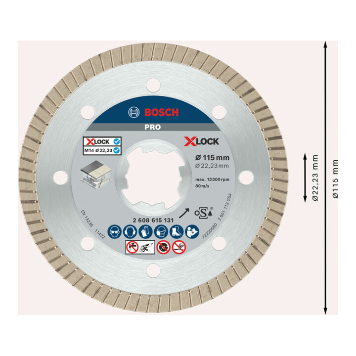 Bosch Diamanttrennscheibe X-LOCK Best for Ceramic Extra Clean Turbo 115 x 1,4 x 7 mm