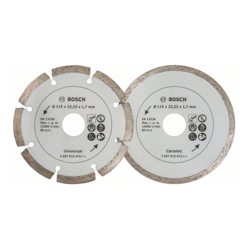 Bosch Diamanttrennscheiben für Fliesen und Baumaterial, Durchmesser: 115 mm