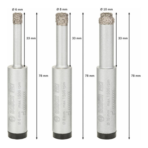 Bosch Diamanttrockenbohrer-Set Robust Line Easy Dry Best for Ceramic 3-teilig 6-10mm