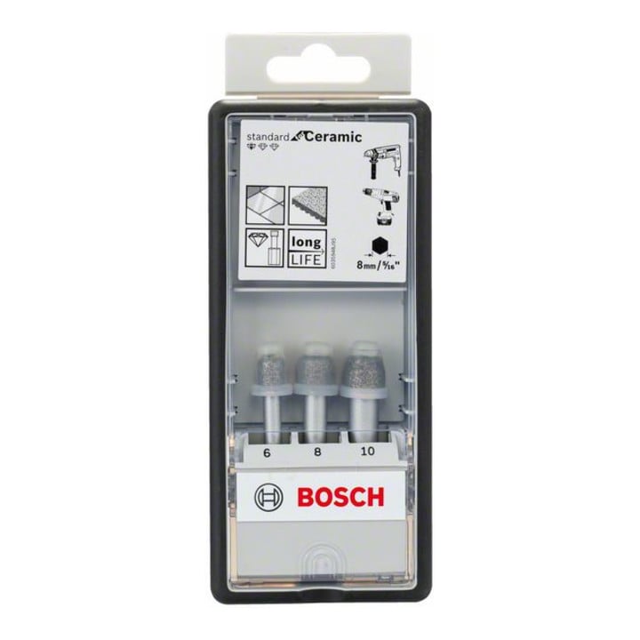 Bosch Diamanttrockenbohrer-Set Robust Line Standard for Ceramic 3-teilig 6 - 10 mm